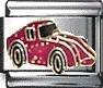 Pink sparkly sports car - enamel charm